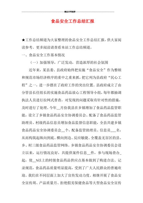 食品安全工作情况汇报