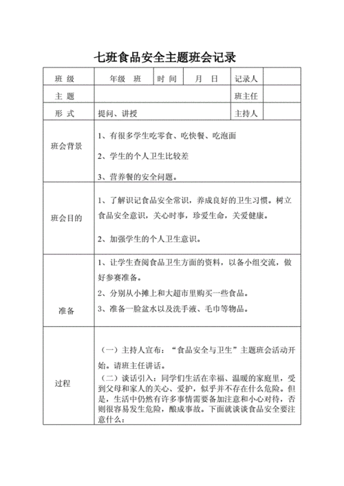 食品安全安全教育记录