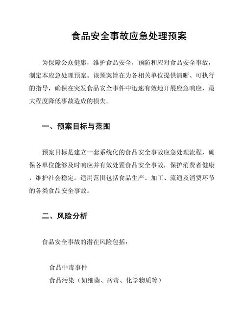 食品安全事件应急预案